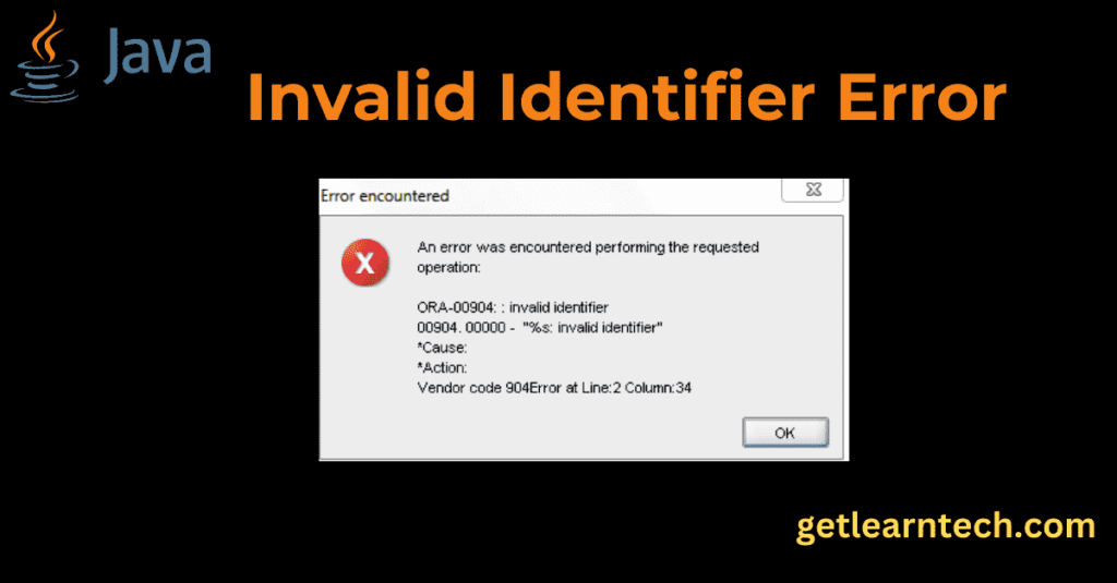 invalid identifier in sql